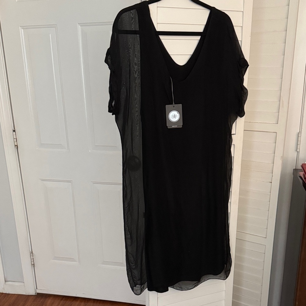 Ladies Italian silk midi dress manufactured by M Made in Italy
